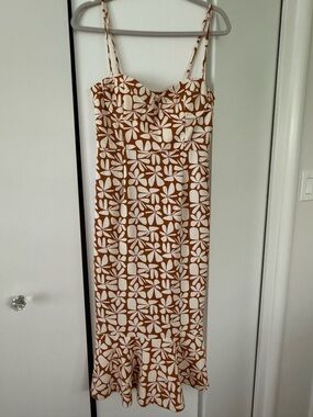 Retro Brown and White Floral Mermaid Dress